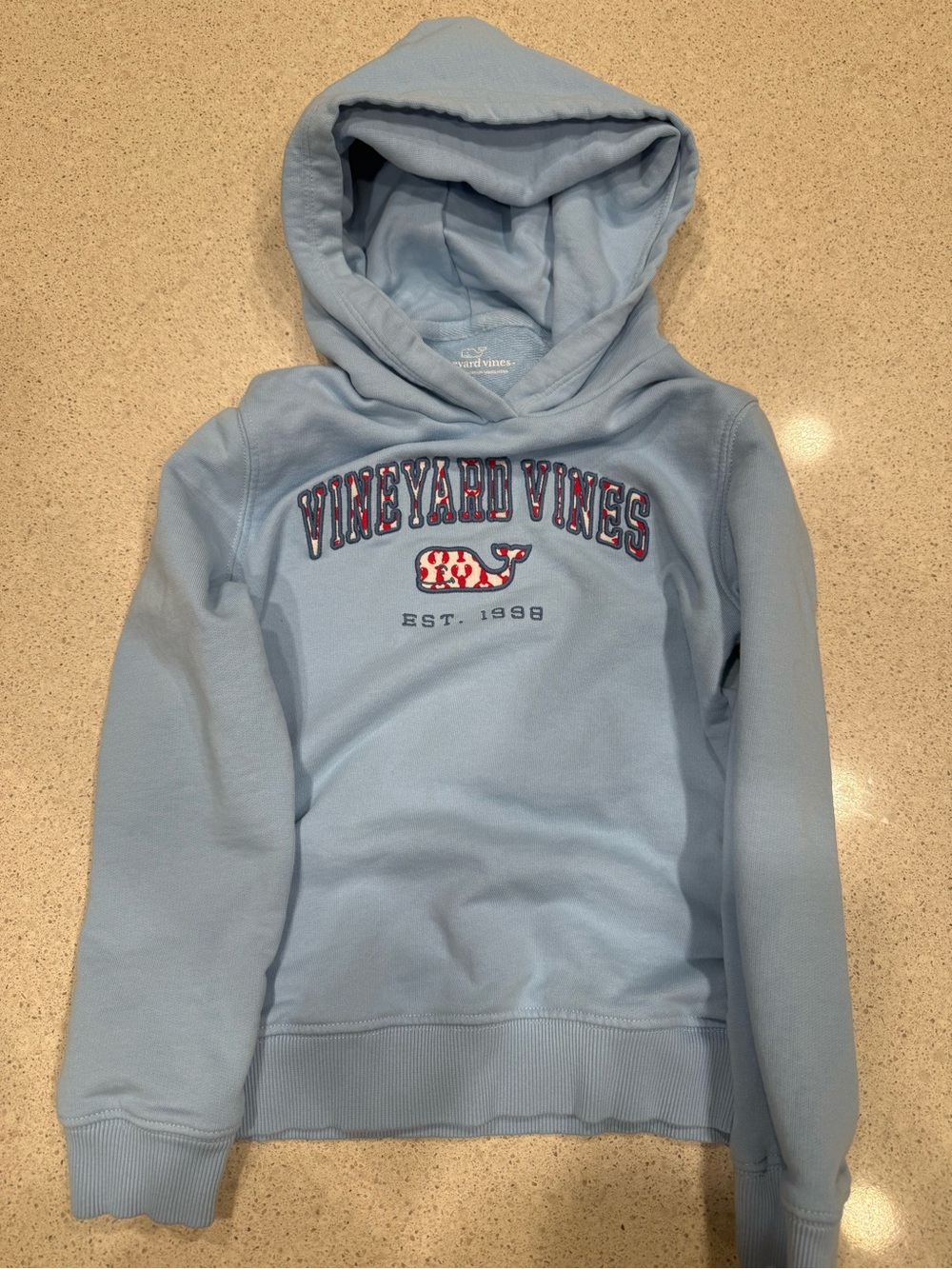 Vineyard Vines Kids Light Blue Pullover Hoodie with Whale Patch